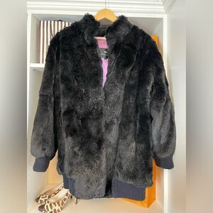 Scandinavian Fur Company black fur coat real Rabbit fur coat. Medium
